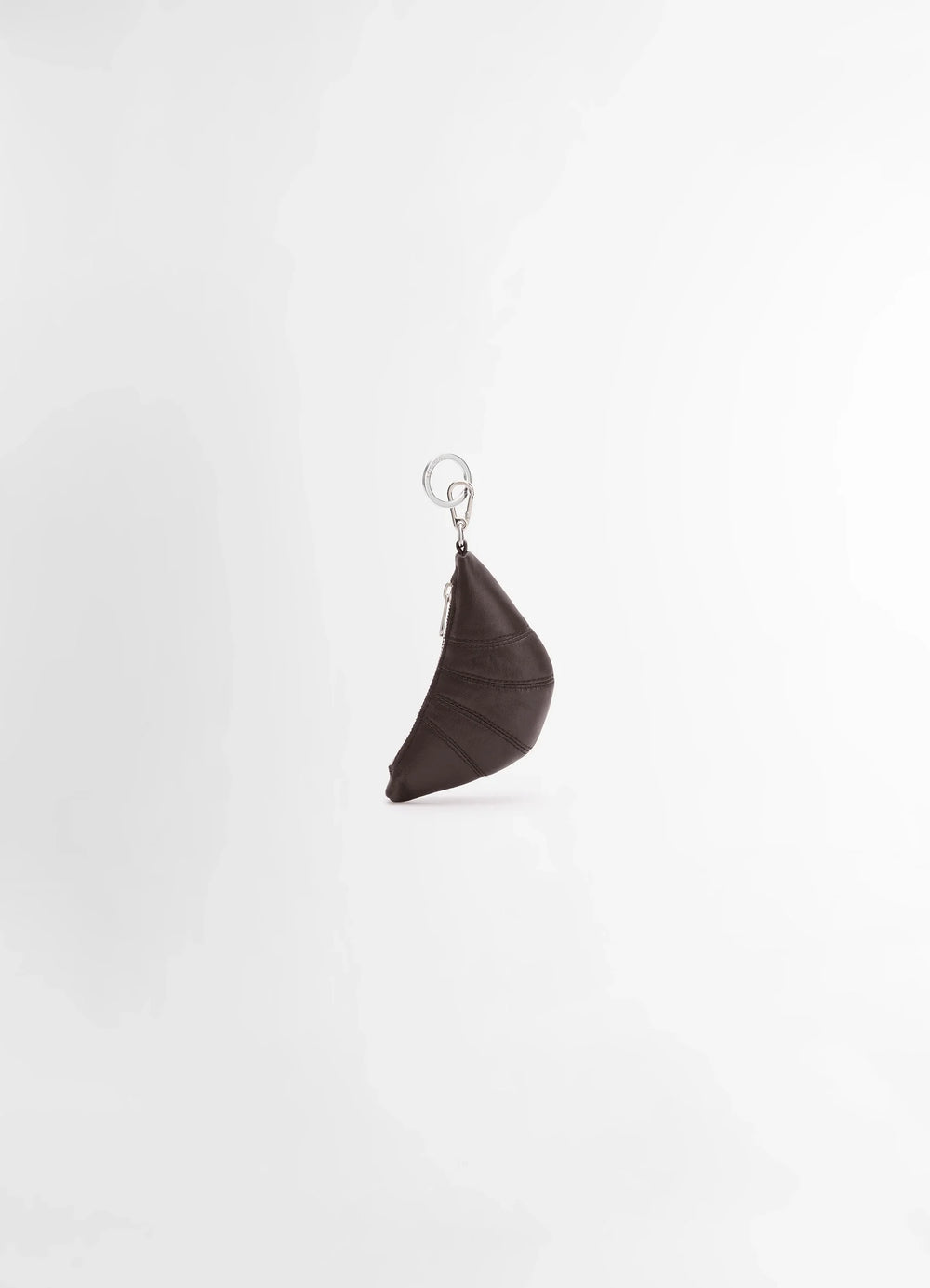 Mini Croissant Keyring in Nappa Leather, product shot, Side view Folded half-moon
