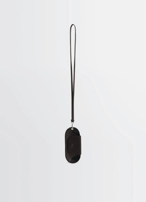 BELL GLASSES HOLDER in Grained Leather, product shot, Front view Textured appearance