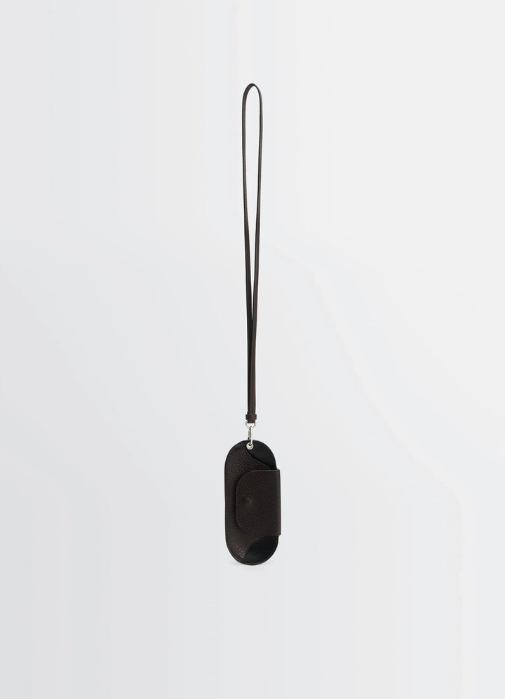 BELL GLASSES HOLDER in Grained Leather, product shot, Front view Textured appearance