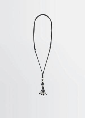 Infinite Love Knot Badge Holder in Nappa Lamb Leather, product shot, Front view Knot detail