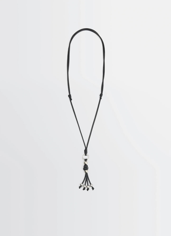 Infinite Love Knot Badge Holder in Nappa Lamb Leather, product shot, Front view Knot detail