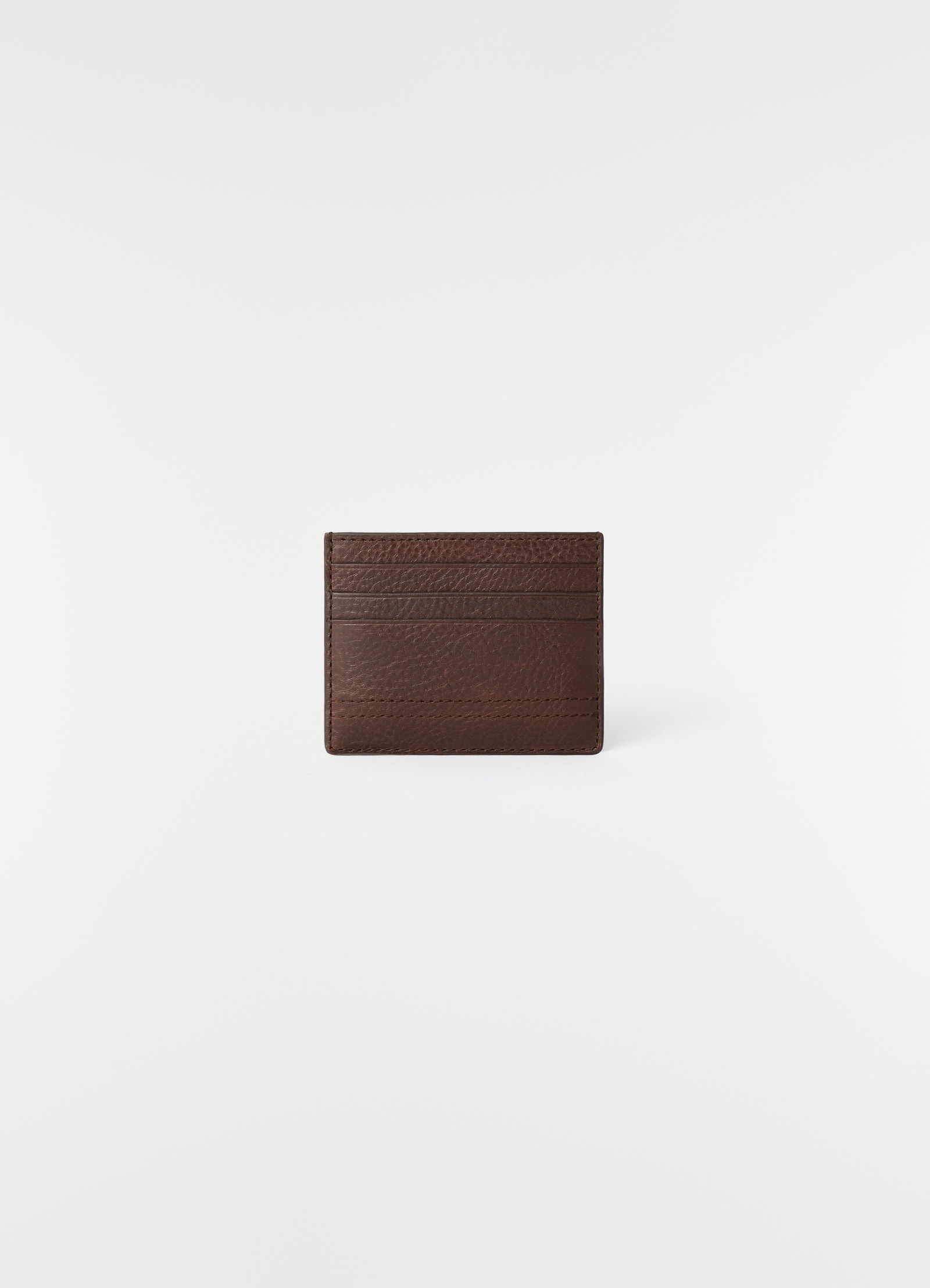 Porte-cartes gear en cuir, coloris marron, vue produit sur fond blanc