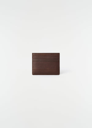 Porte-cartes gear en cuir, coloris marron, vue produit sur fond blanc