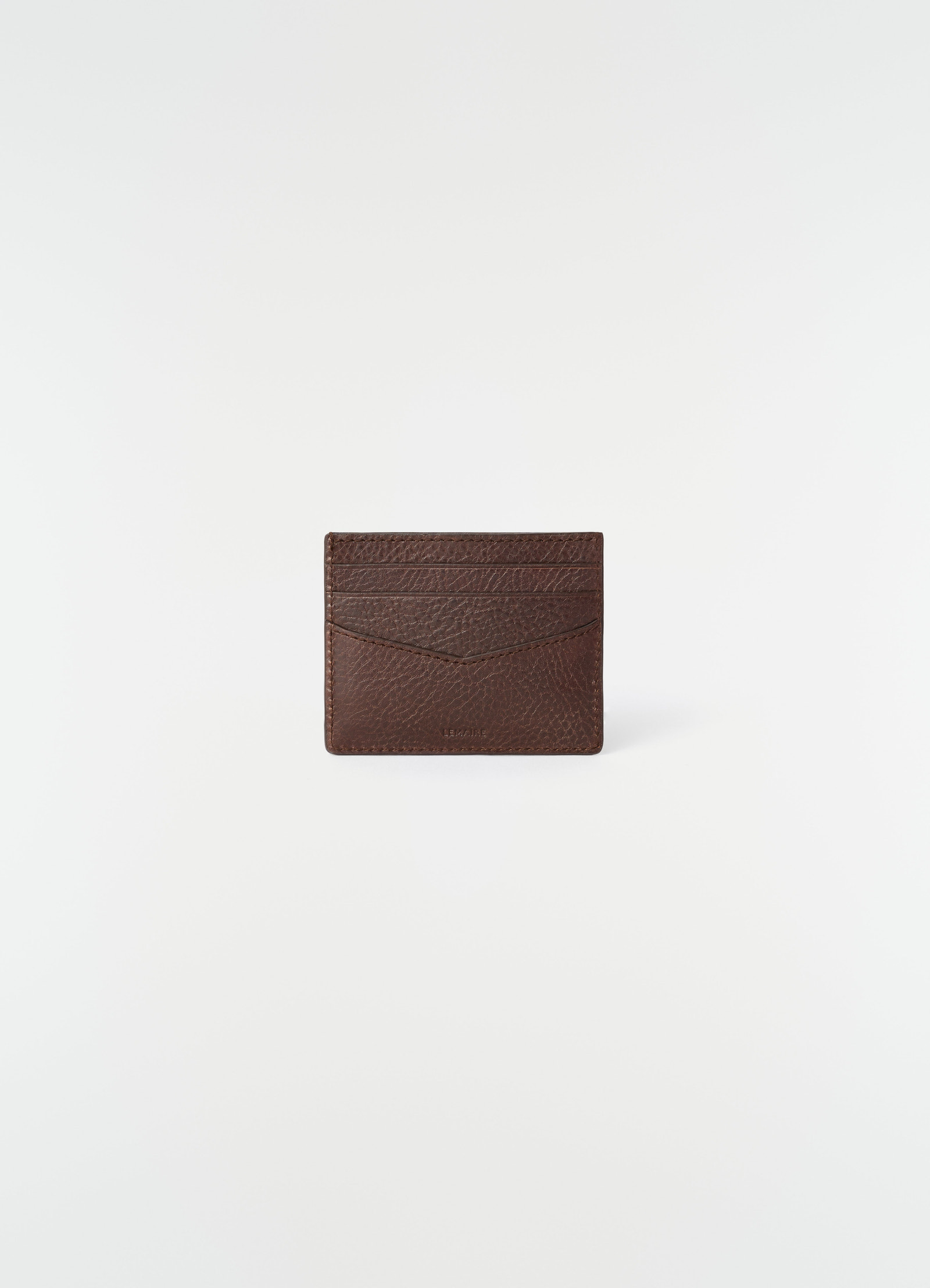 Porte-cartes gear en cuir, coloris marron, vue produit sur fond blanc, vue de face, logo visible