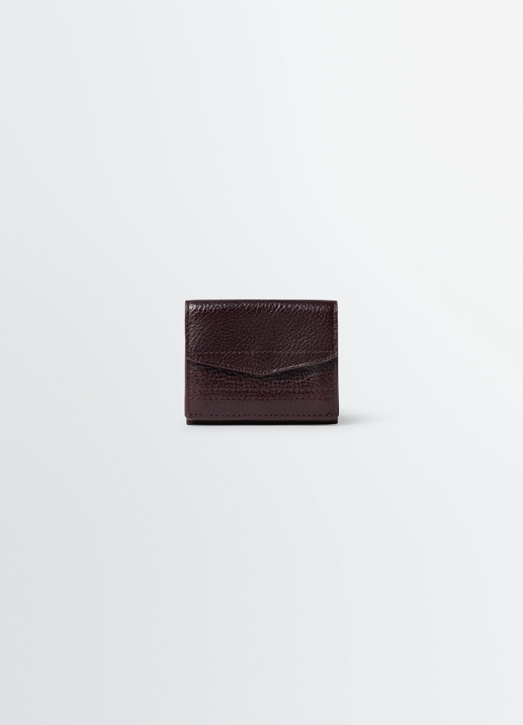 GEAR TRIFOLD WALLET IN LEATHER - Dark Eggplant - Glossy Vegetable