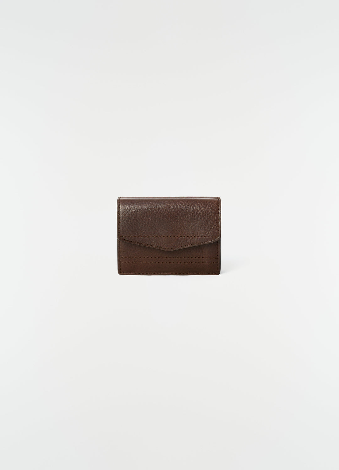 Gear trifold wallet LEMAIRE in brown grained leather front view on plain white background