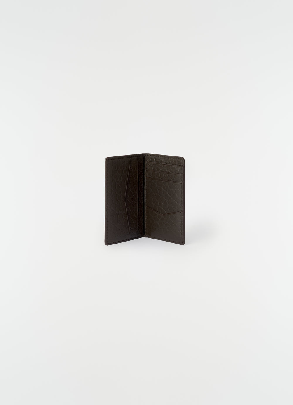 Gear pocket organizer by LEMAIRE in dark brown bubble lambskin shown open on white background front view