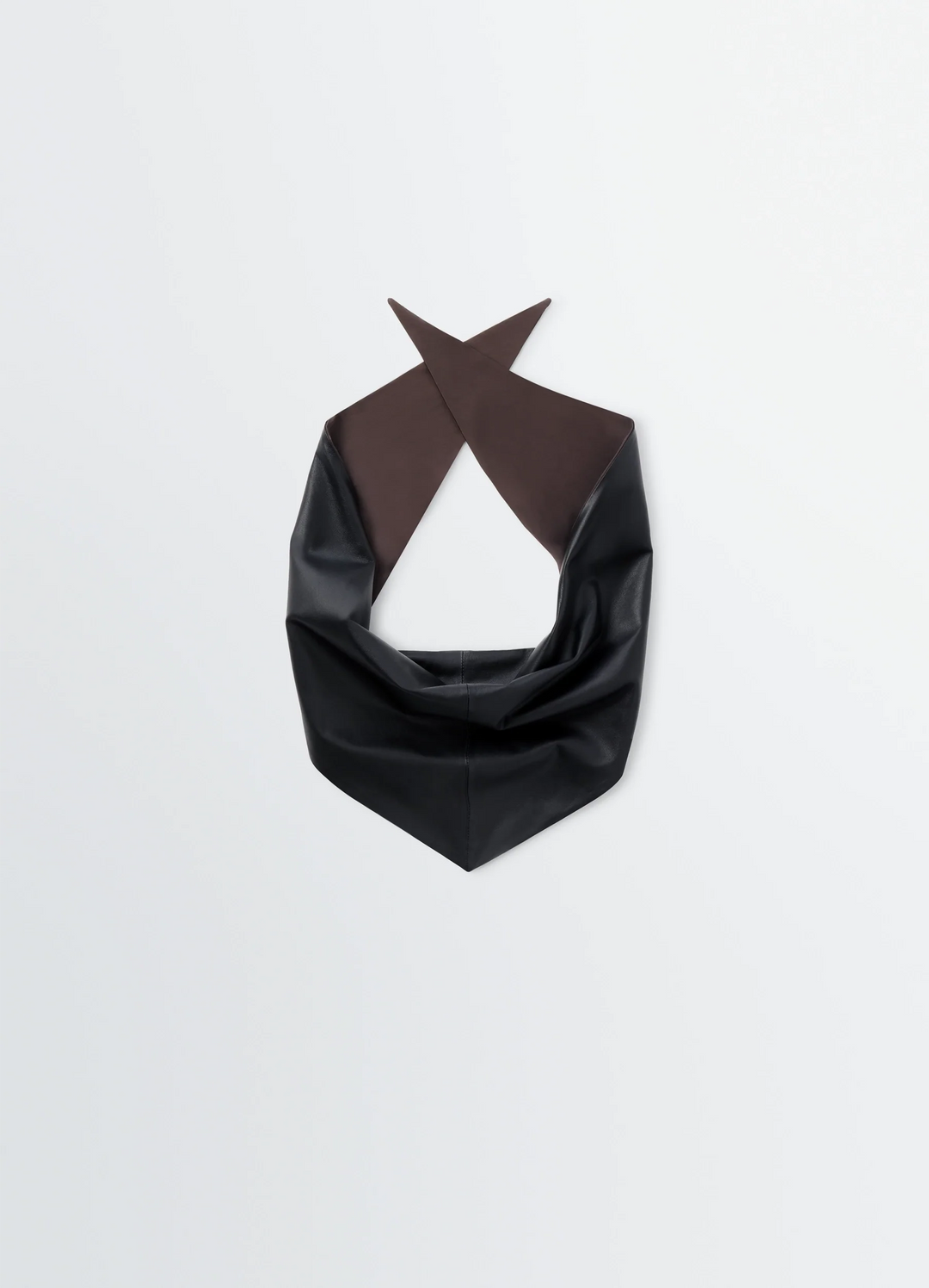 Leather Triangle Scarf in Nappa Lamb Leather, product shot, Front view Triangular shape