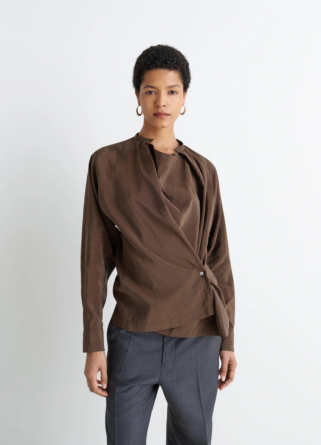 TWISTED TOP IN DRY SILK - Brunette - Dry Silk - Women | LEMAIRE