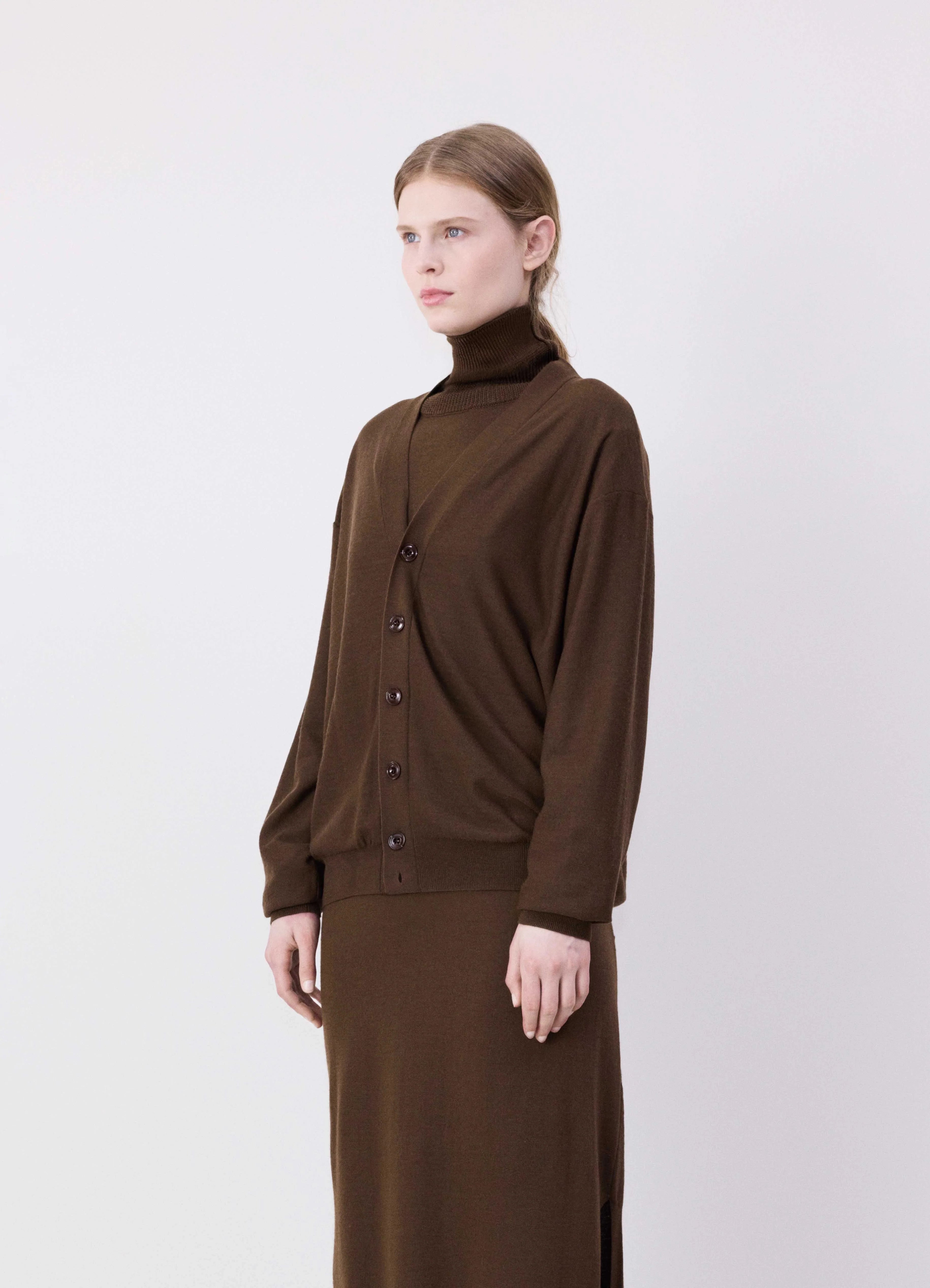HAZELNUT BROWN Relaxed twisted cardigan | LEMAIRE