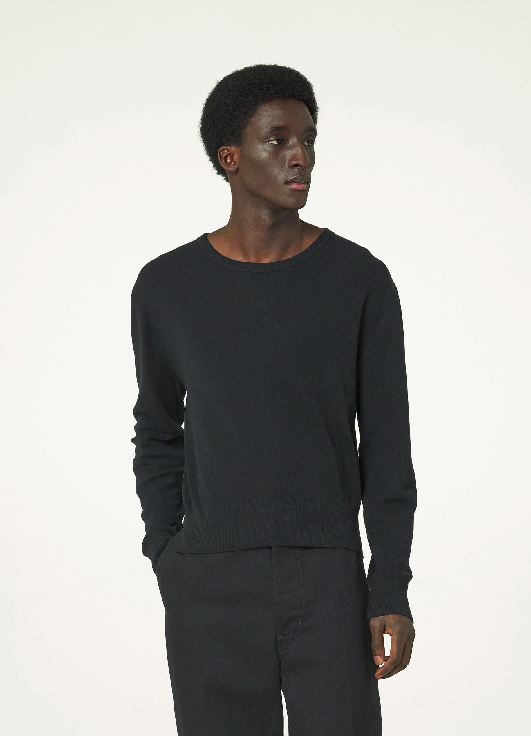 Black Seamless Sweater in Fine Wool | LEMAIRE