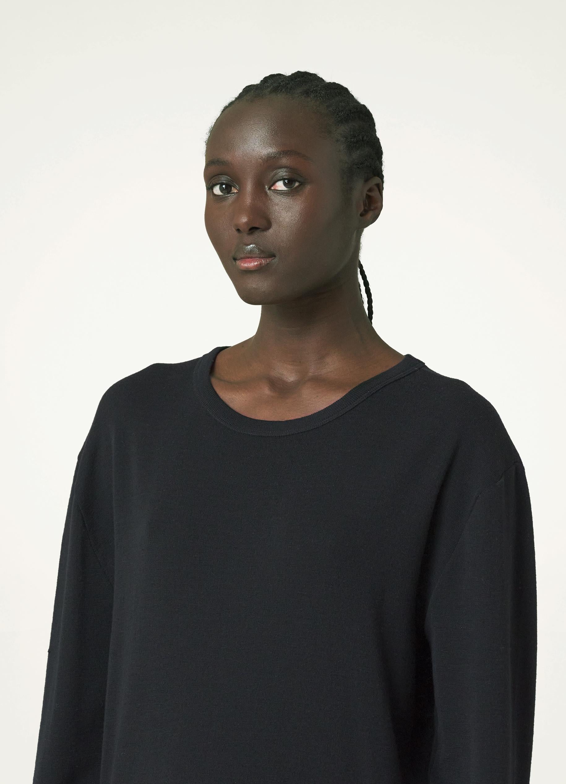 Black Seamless Sweater in Fine Wool | LEMAIRE