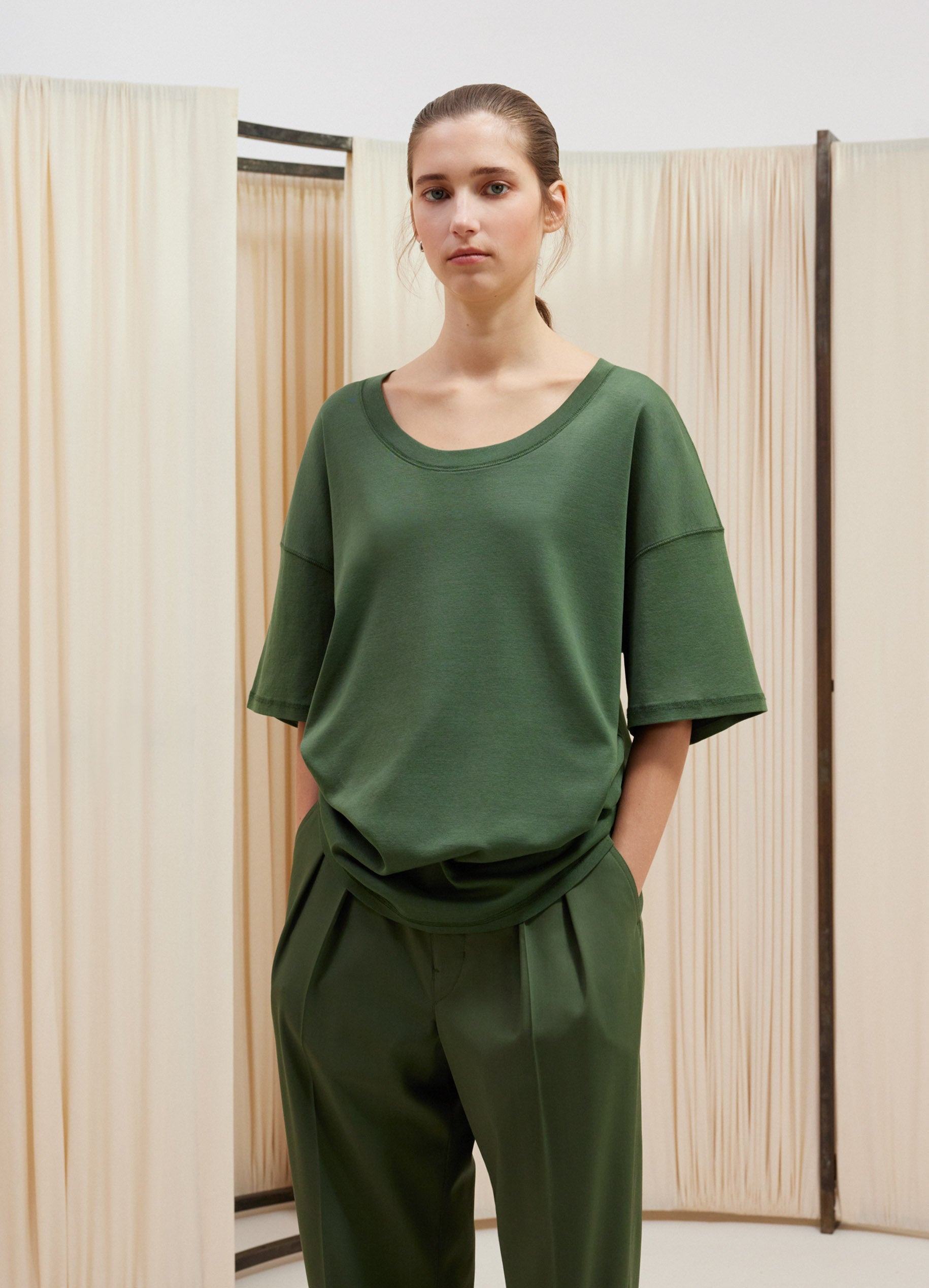 Ribbed T-Shirt in Smoky Green | LEMAIRE