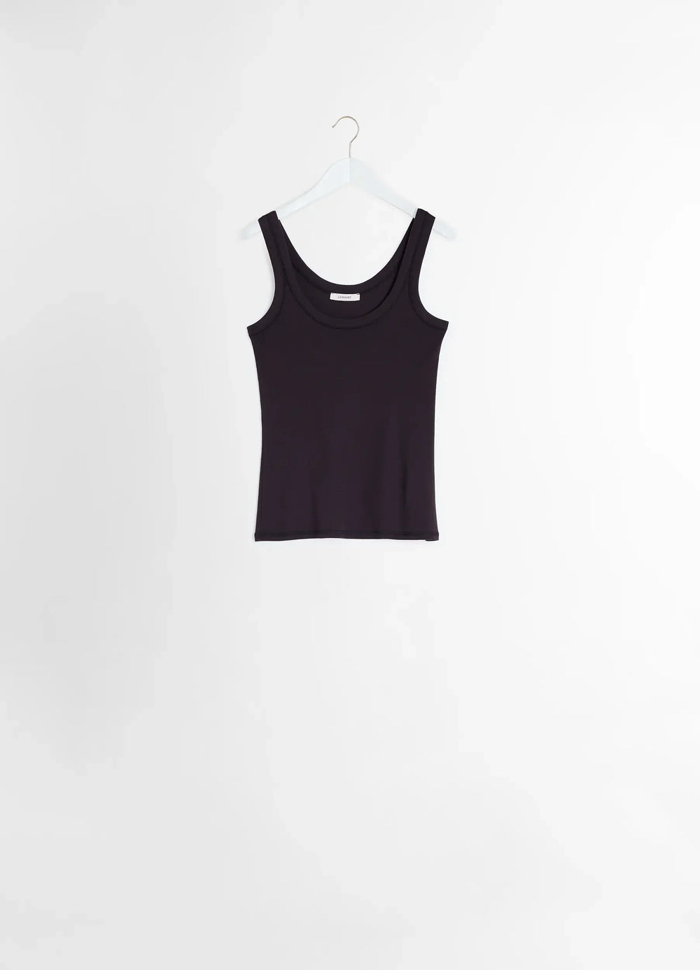 Lemaire Rib Tank Top in Mid-weight Cotton Jersey, product shot, hanging shot sleeveless scoop neck