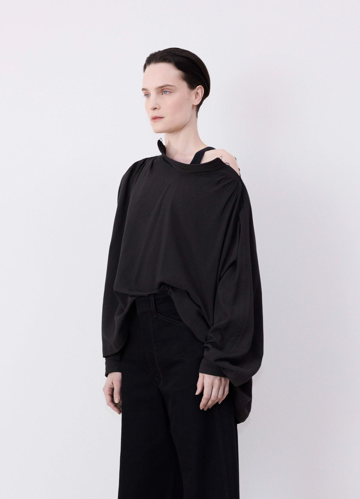 LEMAIRE トップス LONG SLEEVE FOULARD TOP - Dark Espresso - Cotton Crepe Jersey