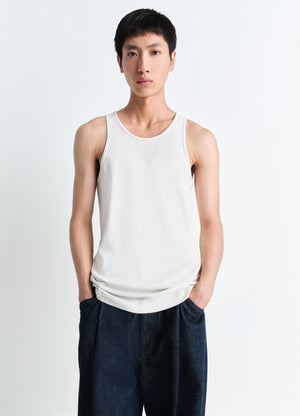 Lemaire Tank Top in Mid-weight Cotton Jersey, model shot, Front view Straight cut