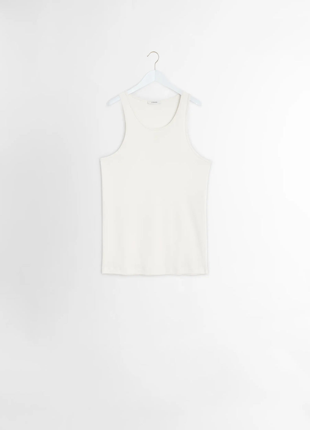 Lemaire Tank Top in Mid-weight Cotton Jersey, product shot, hanger shot scooped neckline