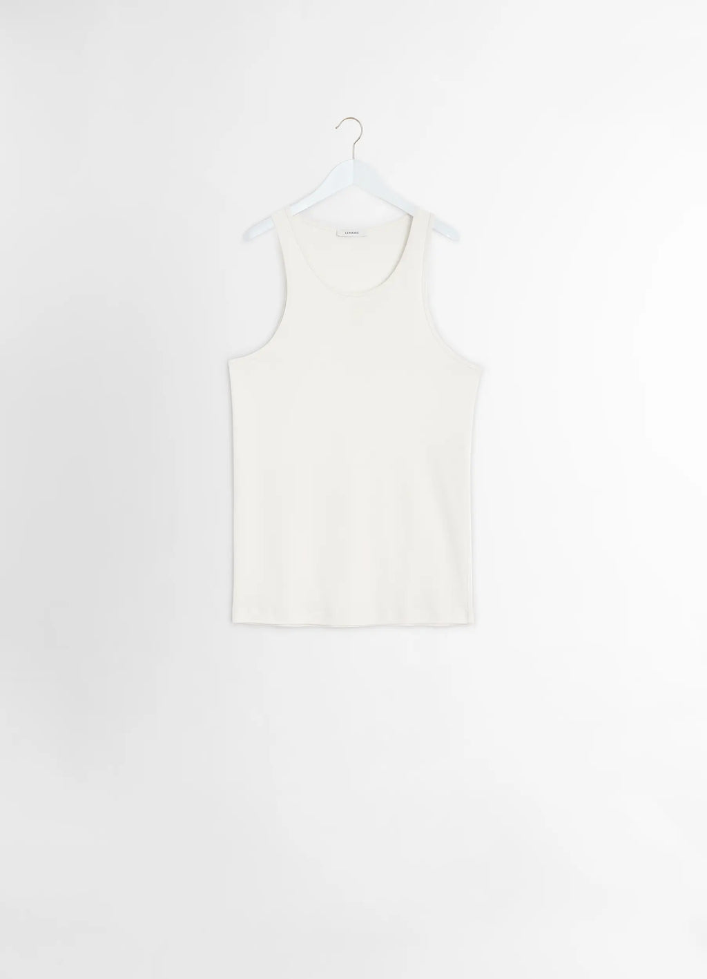 Lemaire Tank Top in Mid-weight Cotton Jersey, product shot, hanger shot scooped neckline