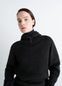 Lemaire Button-Down Hooded Sweater in Charcoal Wool Alpaca Blend, model shot, Front view Button-down collar