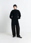 Sweater with Slits in Combed Wool Black, model shot, Front view Long slit design