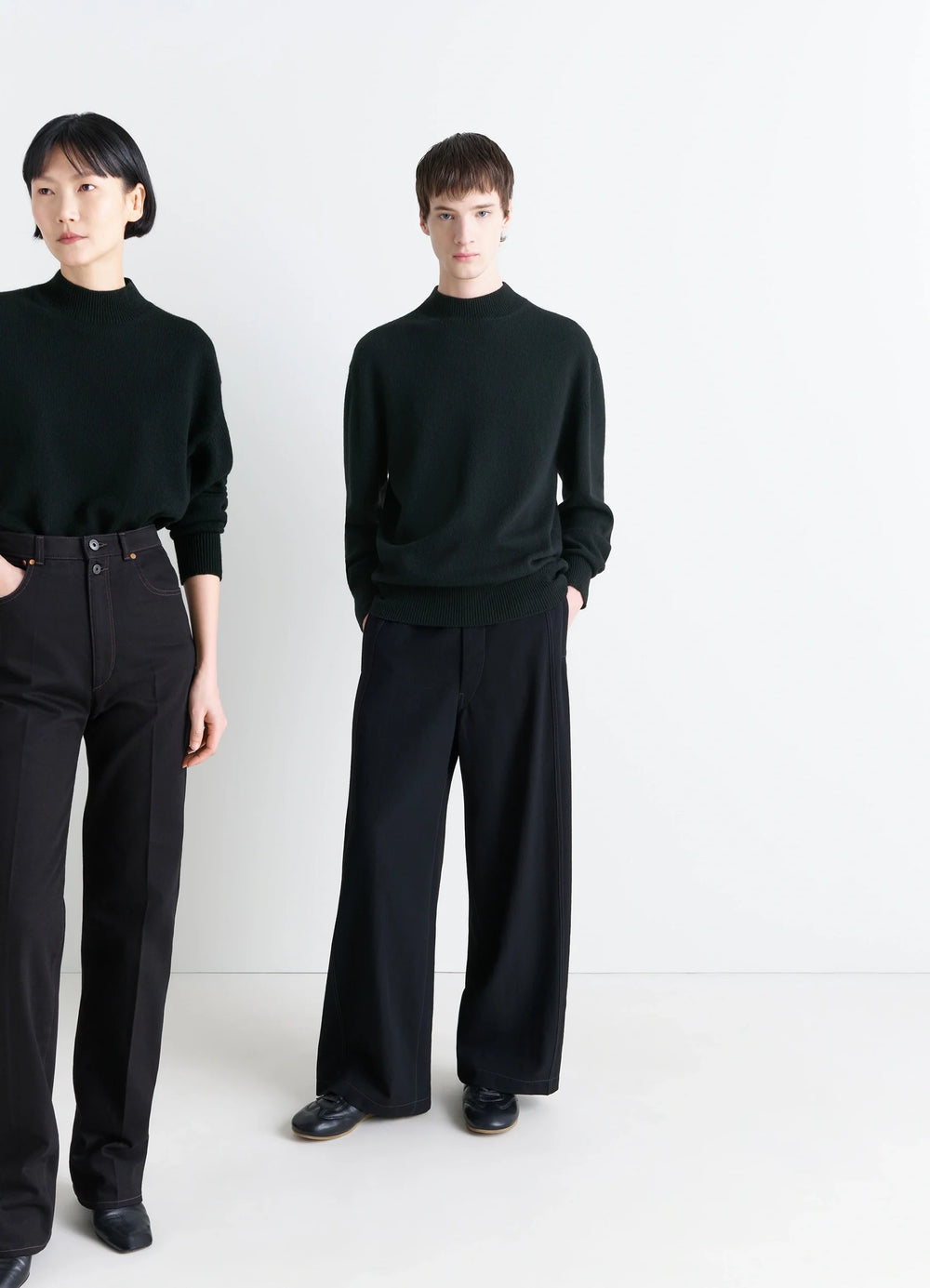 Mock Neck Sweater in Alpaca Yak Wool, model shot, Front view Relaxed fit