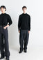 Mock Neck Sweater in Black Alpaca Yak Wool, model shot, Front view Loose fit
