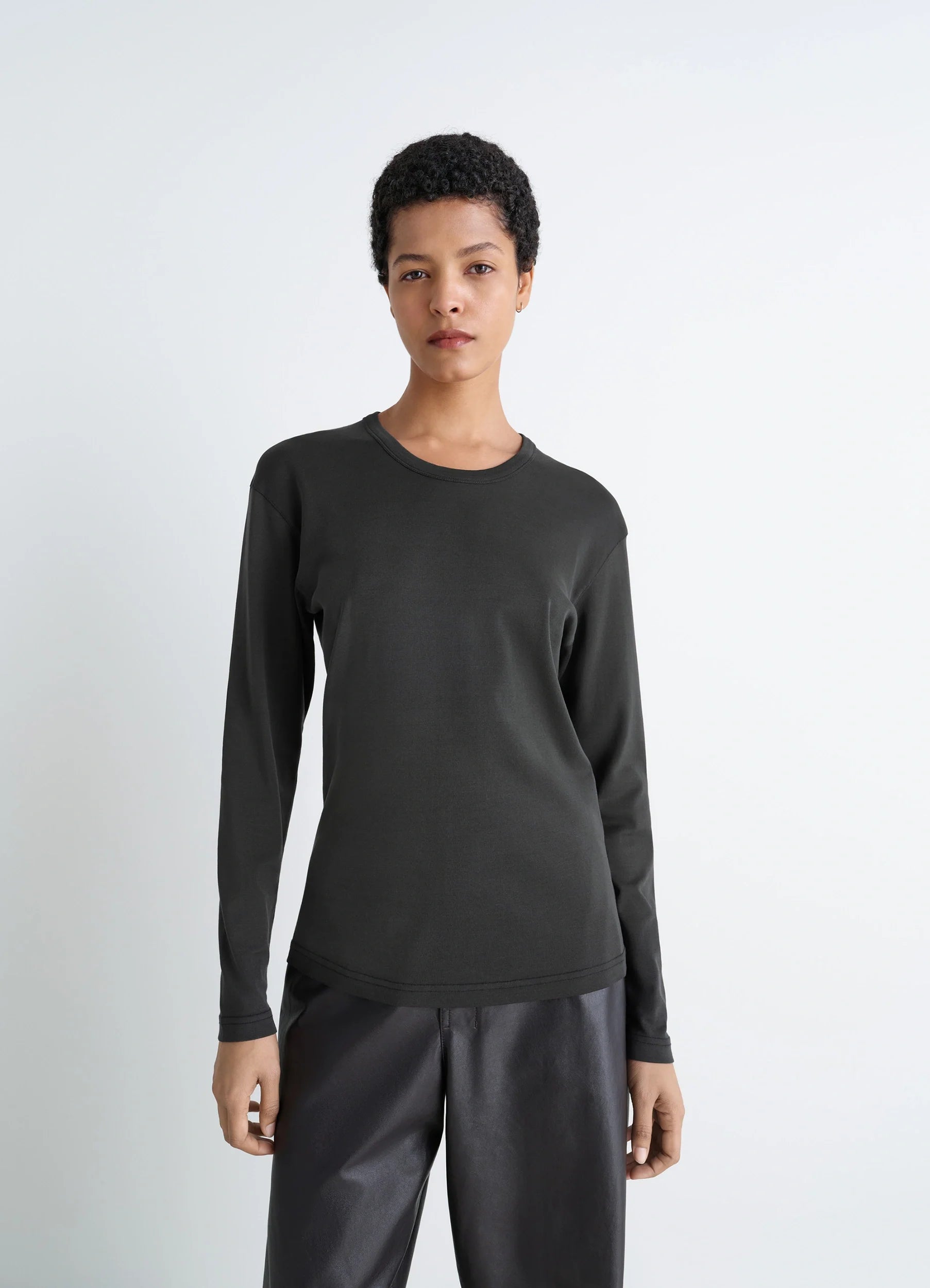 RIB LONG SLEEVE TOP - Squid Ink - Rib Jersey - Women | LEMAIRE