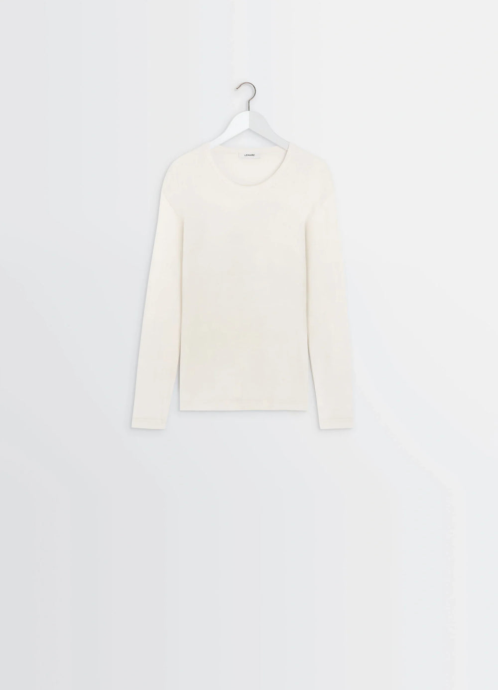 Lemaire Rib Long Sleeve Top in Flowing Cotton Jersey, product shot, back view hanging display