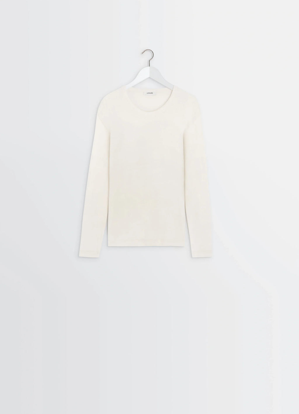 Lemaire Rib Long Sleeve Top in Flowing Cotton Jersey, product shot, back view hanging display