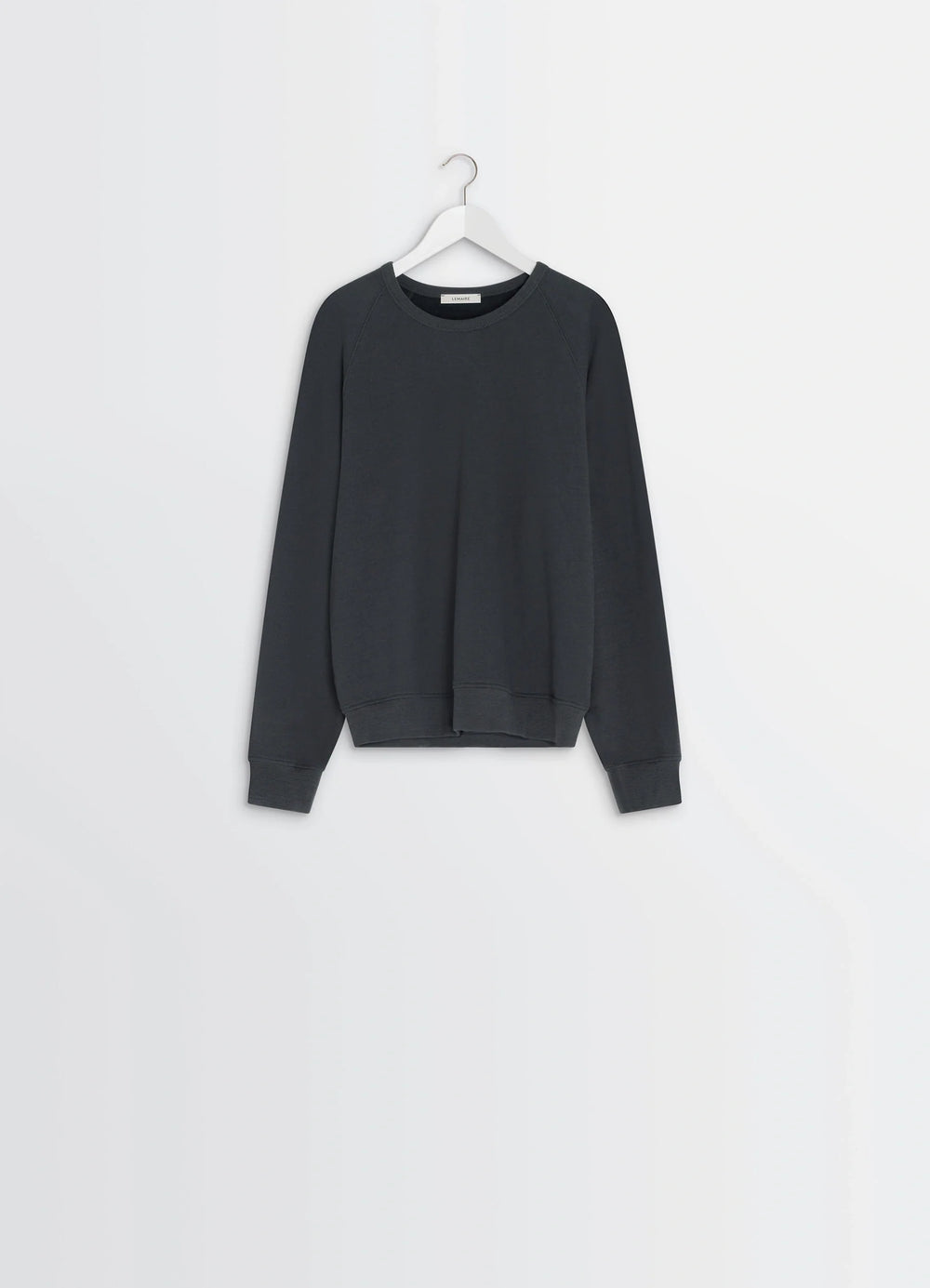 Crew Neck Sweatshirt in Cotton and Wool Blend, product shot, hanger shot relaxed fit