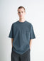 Lemaire Short Sleeve T-Shirt in Garment Dyed Cotton, model shot, front view relaxed fit with pocket