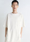Lemaire Short Sleeve T-Shirt in Heather Garment Dyed Cotton, model shot, front view loose fit with pocket