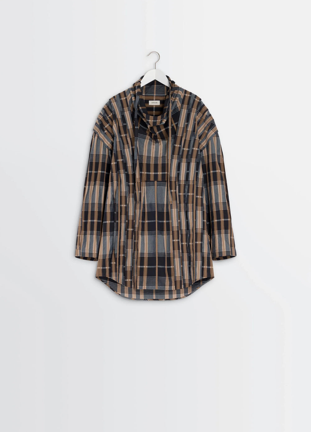 Vareuse Top with Straps in Satin-finish cotton, product shot, hanger view curved hemline