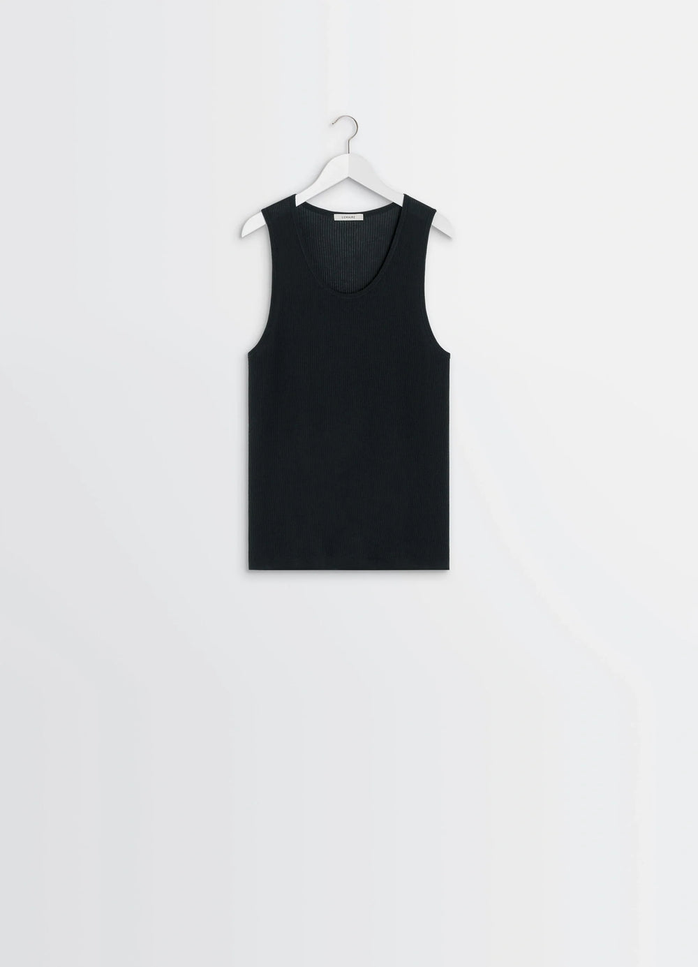 Lemaire Debardeur Tank Top in Ribbed Merino Wool, product shot, hanger shot scoop neckline