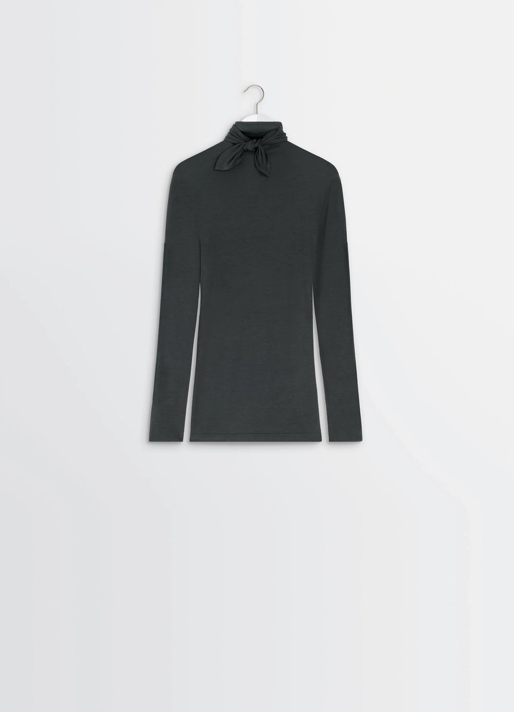 Lemaire Foulard Top in Lightweight Viscose Silk, product shot, hanging front detail shot scarf tied neck style