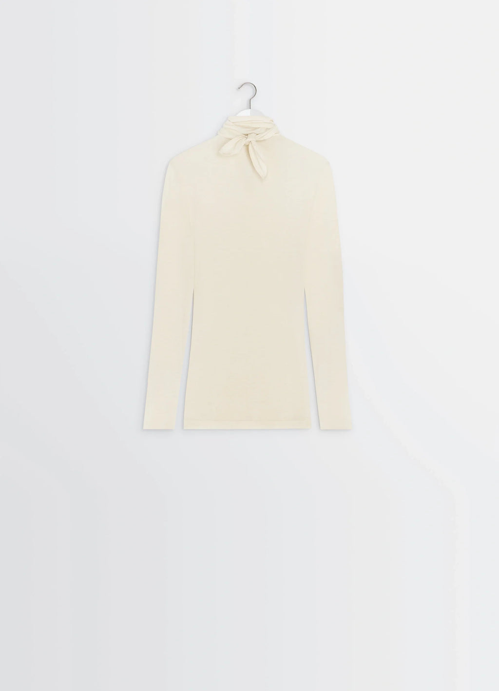 Foulard Top with Patchs in Lightweight Viscose and Silk, product shot, rear side view scarf tied back