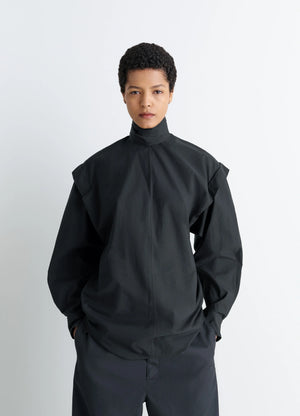 Ascot Blouse in Washed Cotton-Silk Blend, model shot, Front view Loose fit, long sleeves