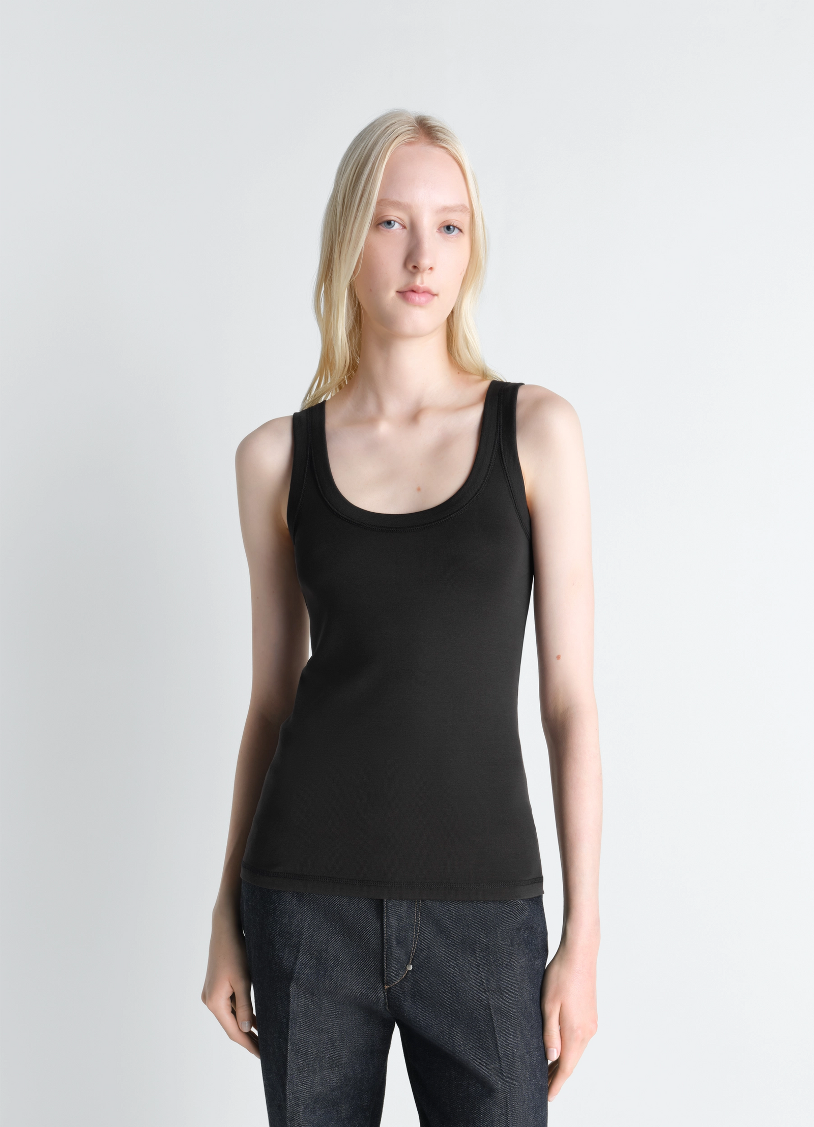 RIB TANK TOP IN JERSEY - Squid Ink - Rib Jersey - Women | LEMAIRE RIB TANK TOP IN JERSEY - Squid Ink - Rib Jersey - Women | LEMAIRE