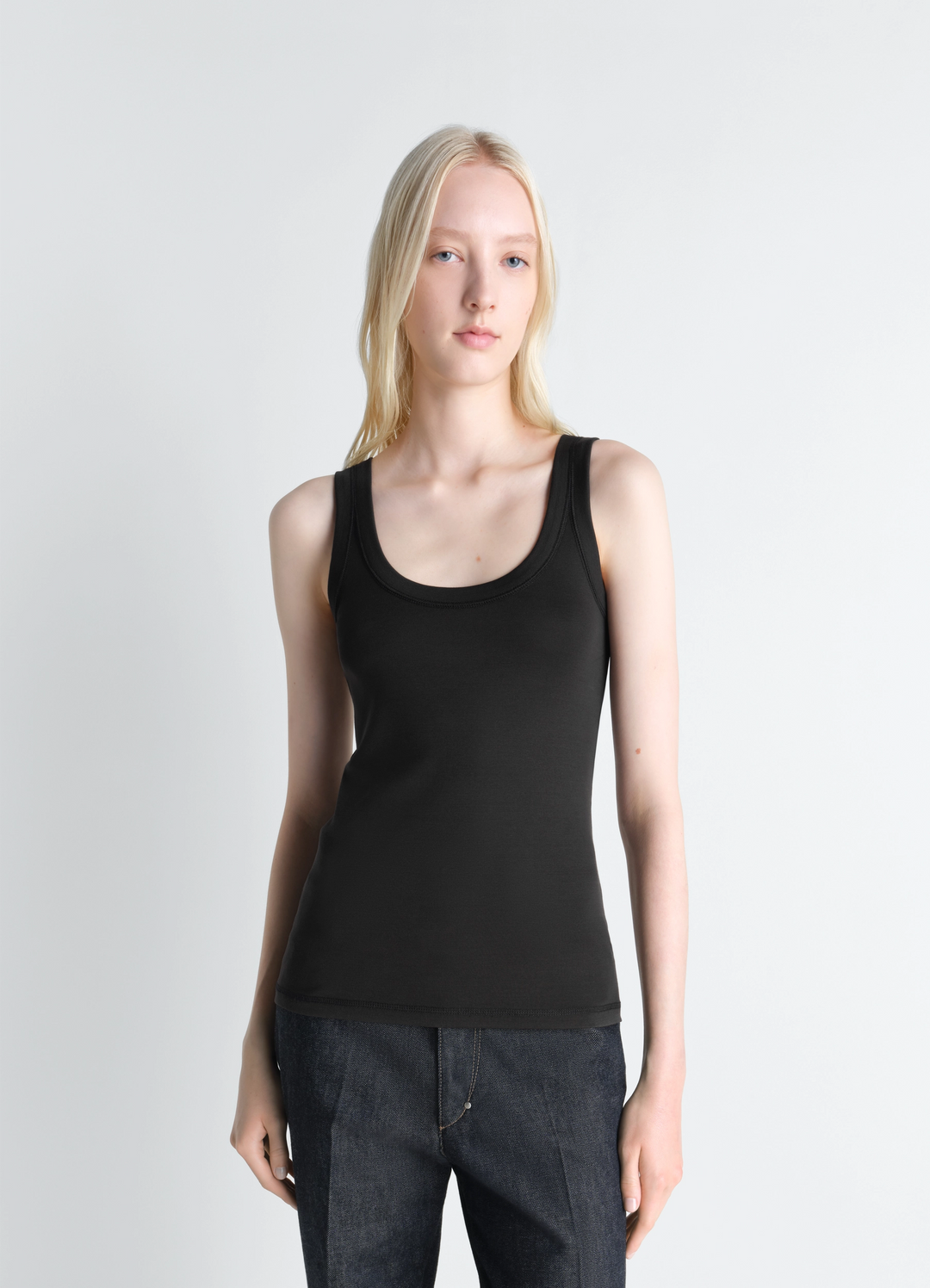 RIB TANK TOP IN JERSEY - Squid Ink - Rib Jersey - Women | LEMAIRE RIB TANK TOP IN JERSEY - Squid Ink - Rib Jersey - Women | LEMAIRE