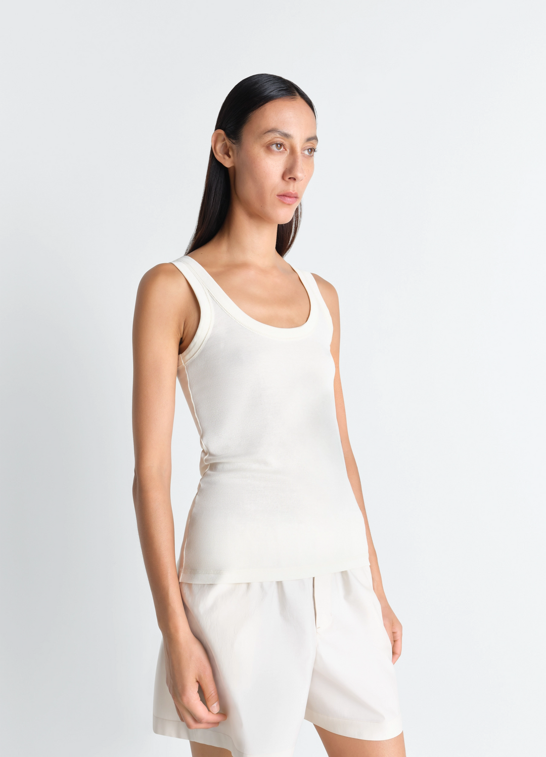 RIB TANK TOP IN JERSEY - Light Cream - Rib Jersey - Women | LEMAIRE RIB TANK TOP IN JERSEY - Light Cream - Rib Jersey - Women | LEMAIRE