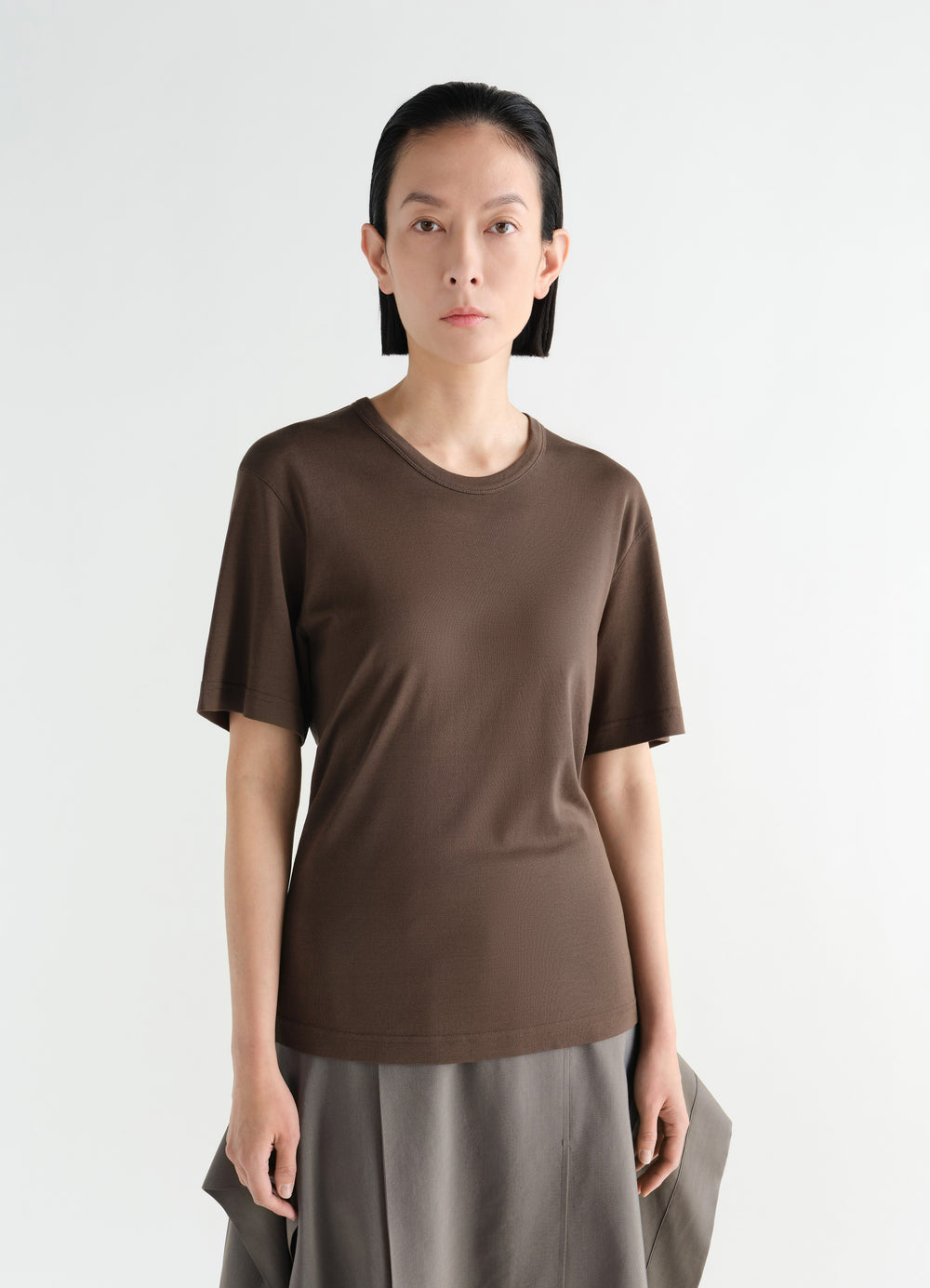 T-SHIRT AUS GERIPPTEM JERSEY