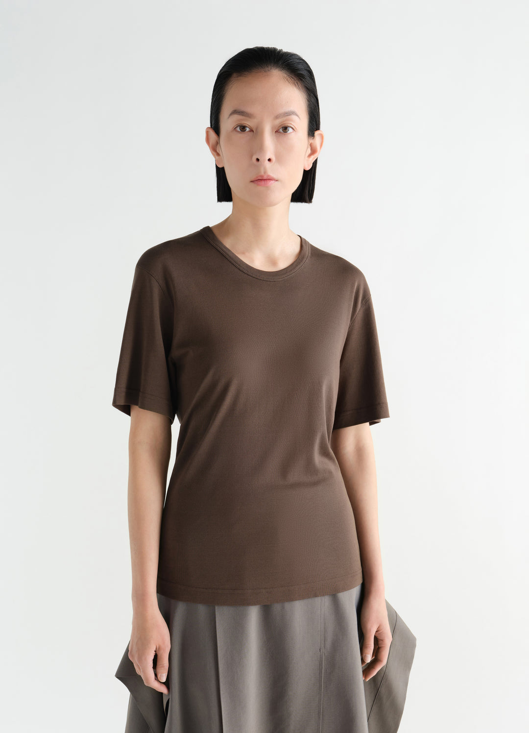 T-SHIRT AUS GERIPPTEM JERSEY