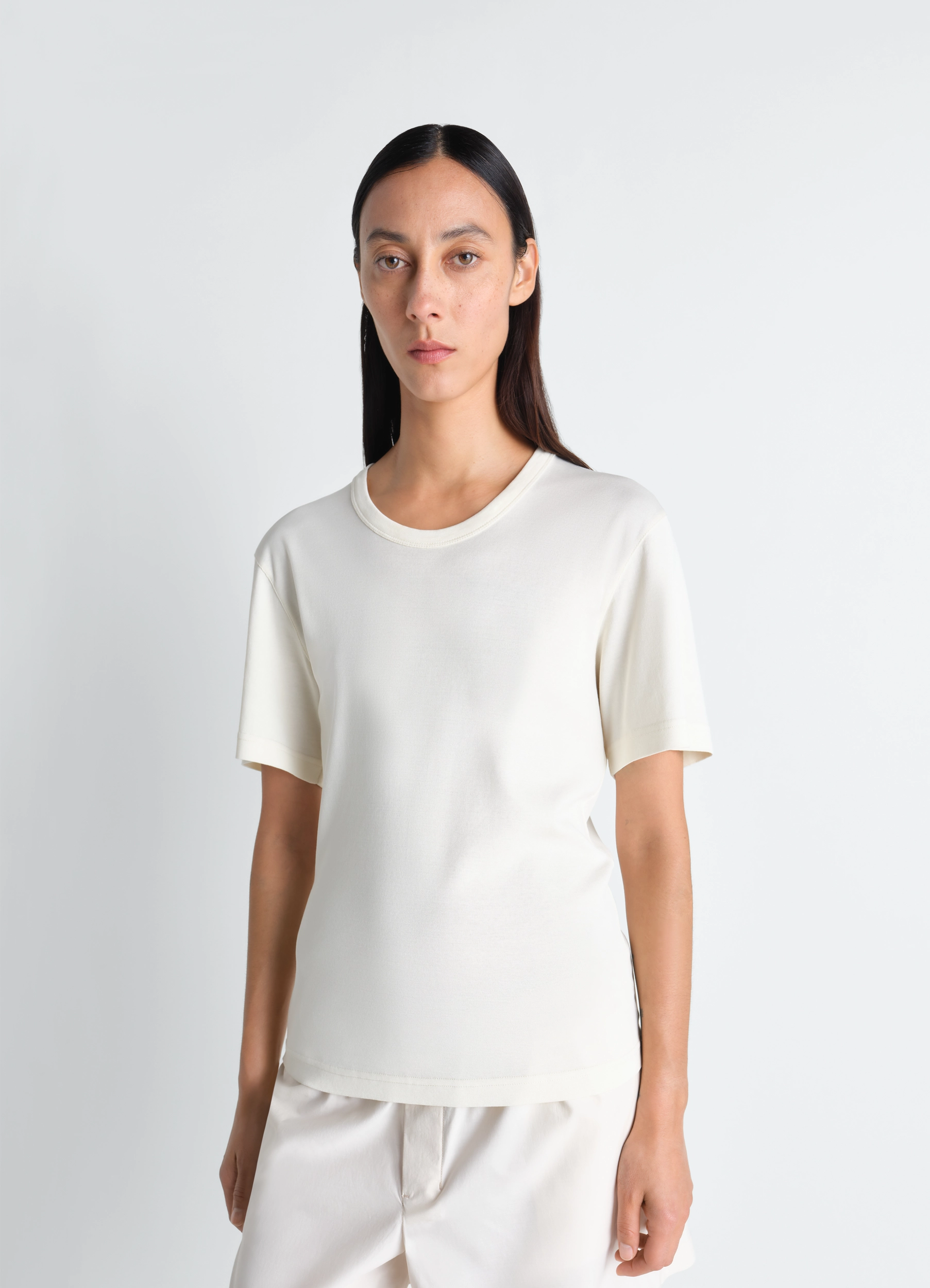 RIB T-SHIRT - Light Cream - Rib Jersey - Women | LEMAIRE RIB T-SHIRT - Light Cream - Rib Jersey - Women | LEMAIRE