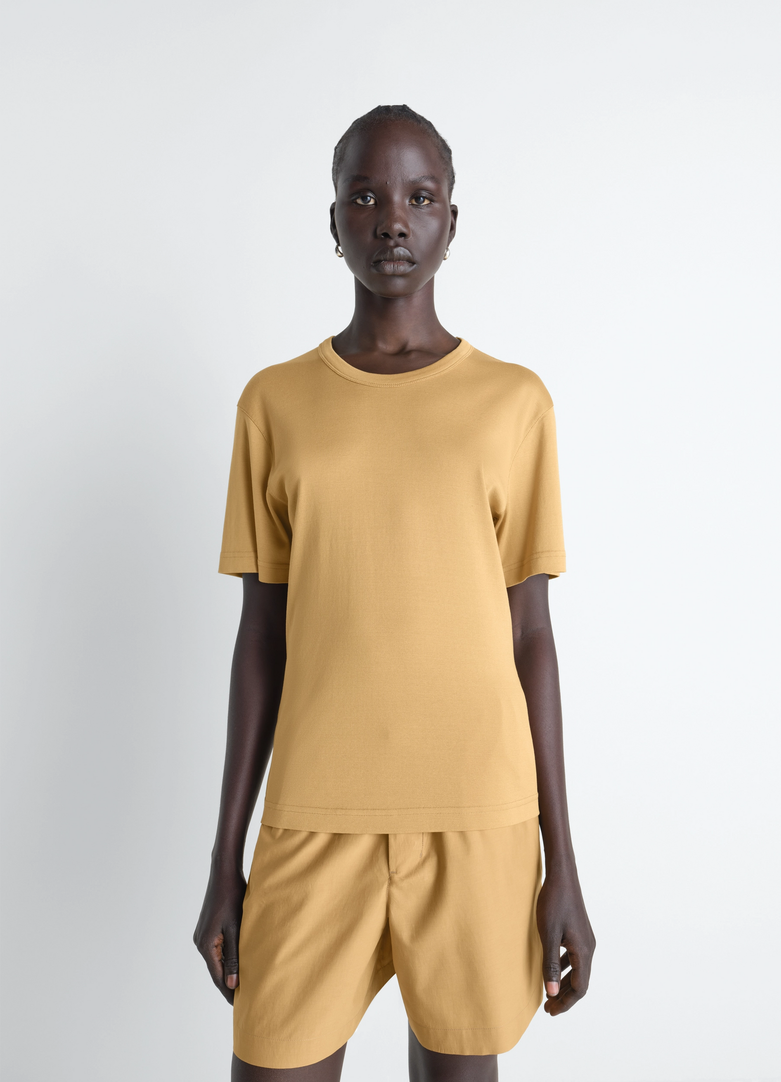 RIB T-SHIRT IN JERSEY - Ochre - Rib Jersey - Women | LEMAIRE RIB T-SHIRT IN JERSEY - Ochre - Rib Jersey - Women | LEMAIRE