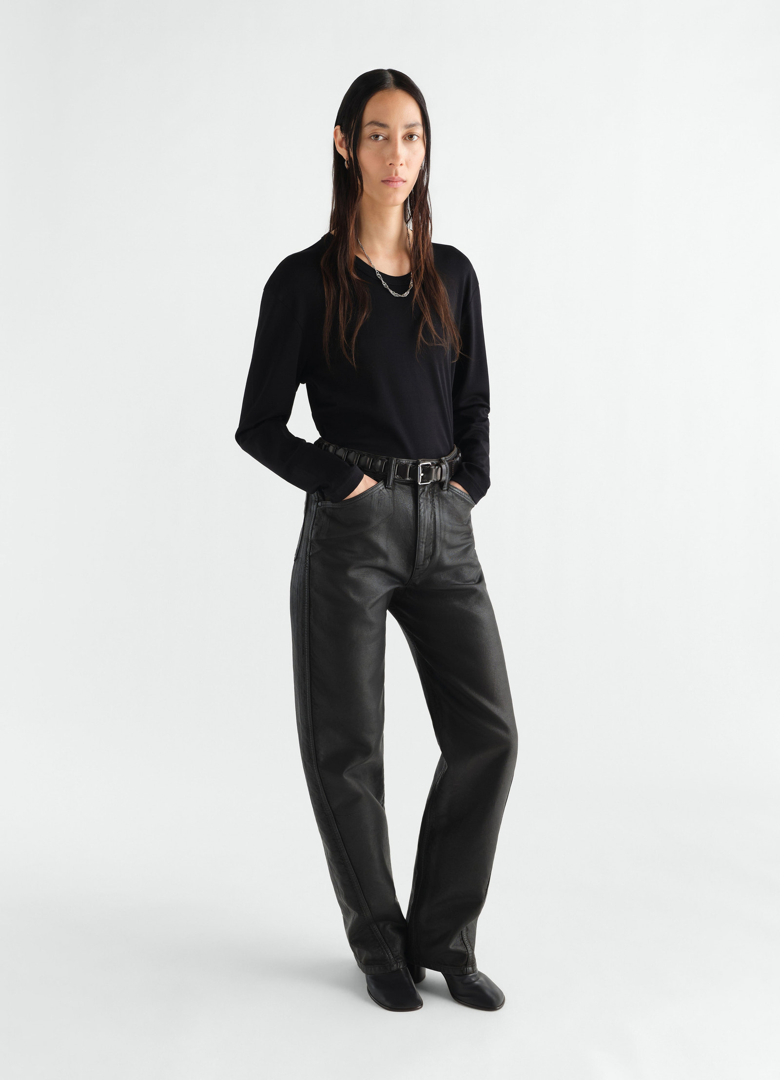 Rib long sleeve top in jersey