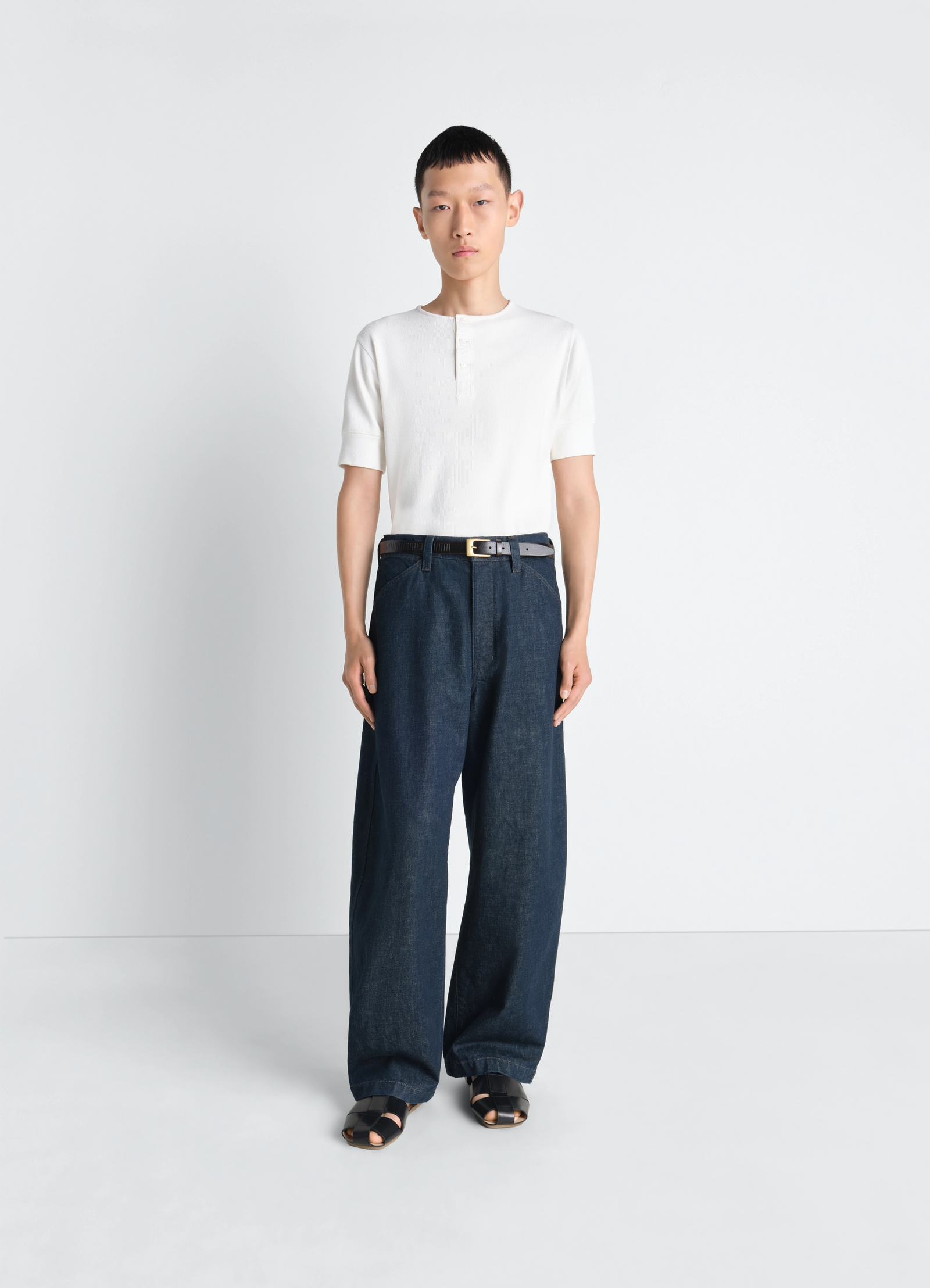 ジャージーのリブヘンリートップ - Milk - コットンリネンリブ ジャージーのリブヘンリートップ - Milk - コットンリネンリブ