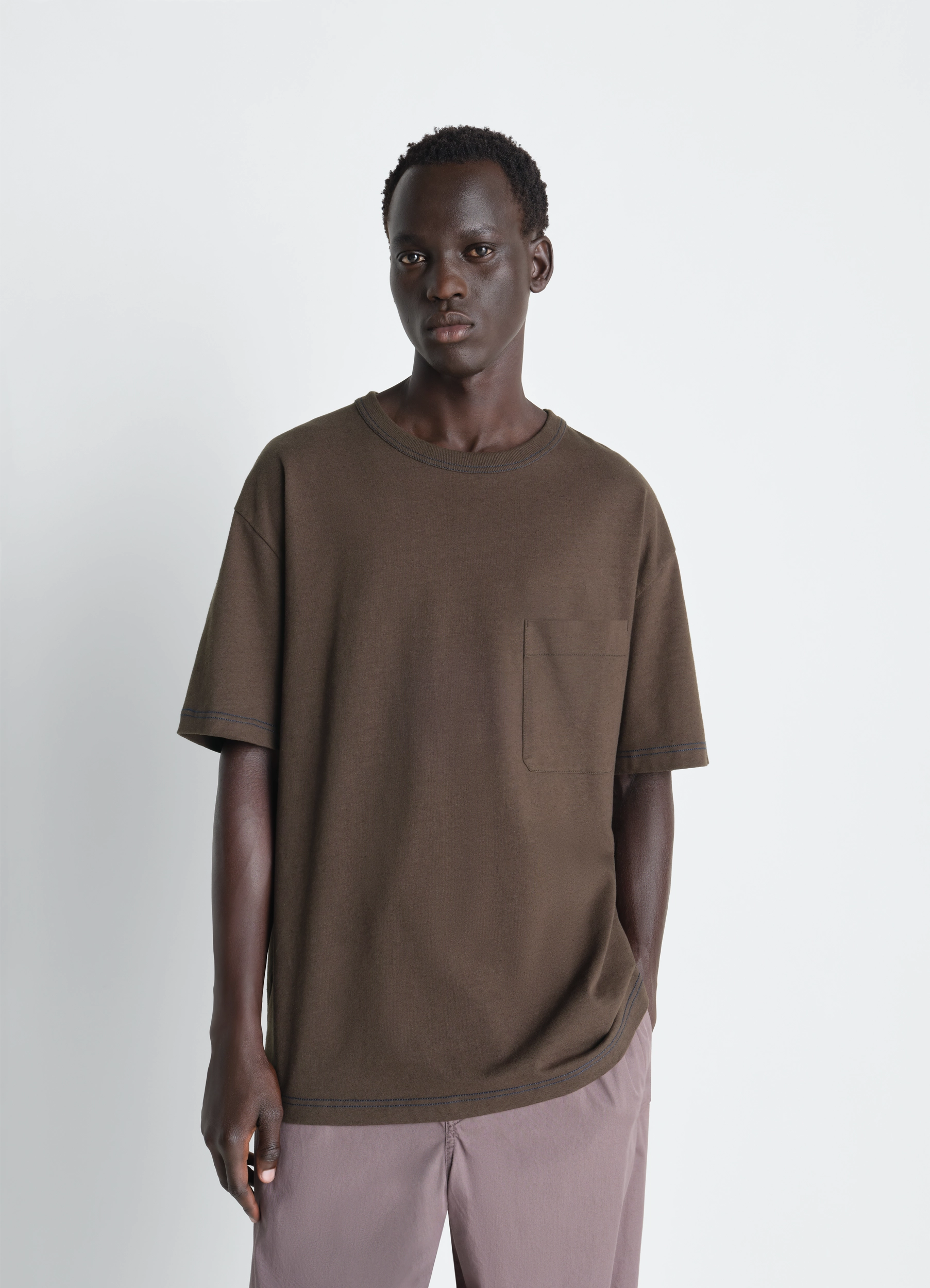 BOXY SHORT SLEEVE T-SHIRT IN JERSEY - Ristretto - Heavy Cotton