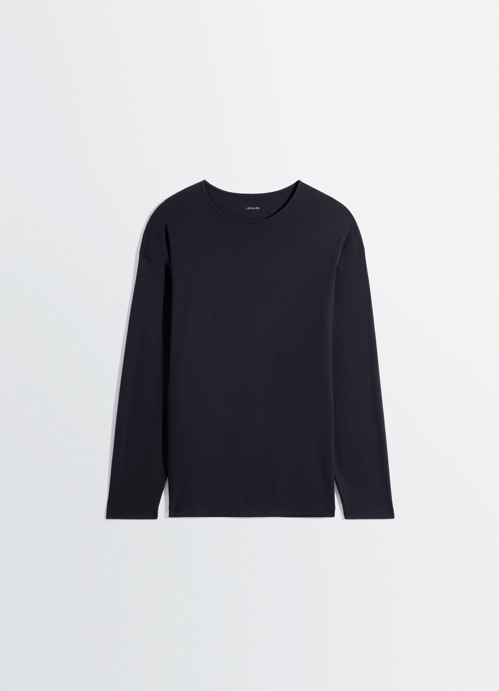 Lemaire ls t-shirt in cotton silk, product shot, back view crew neck