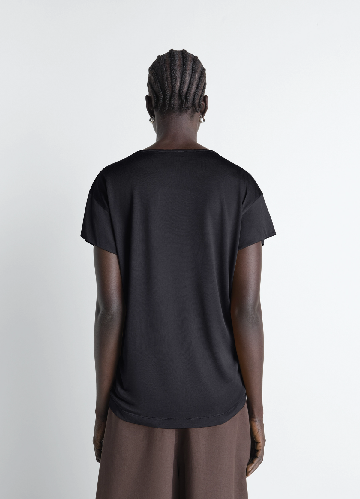 SHORT SLEEVE FOULARD TOP IN VISCOSE COTTON JERSEY - Urchin