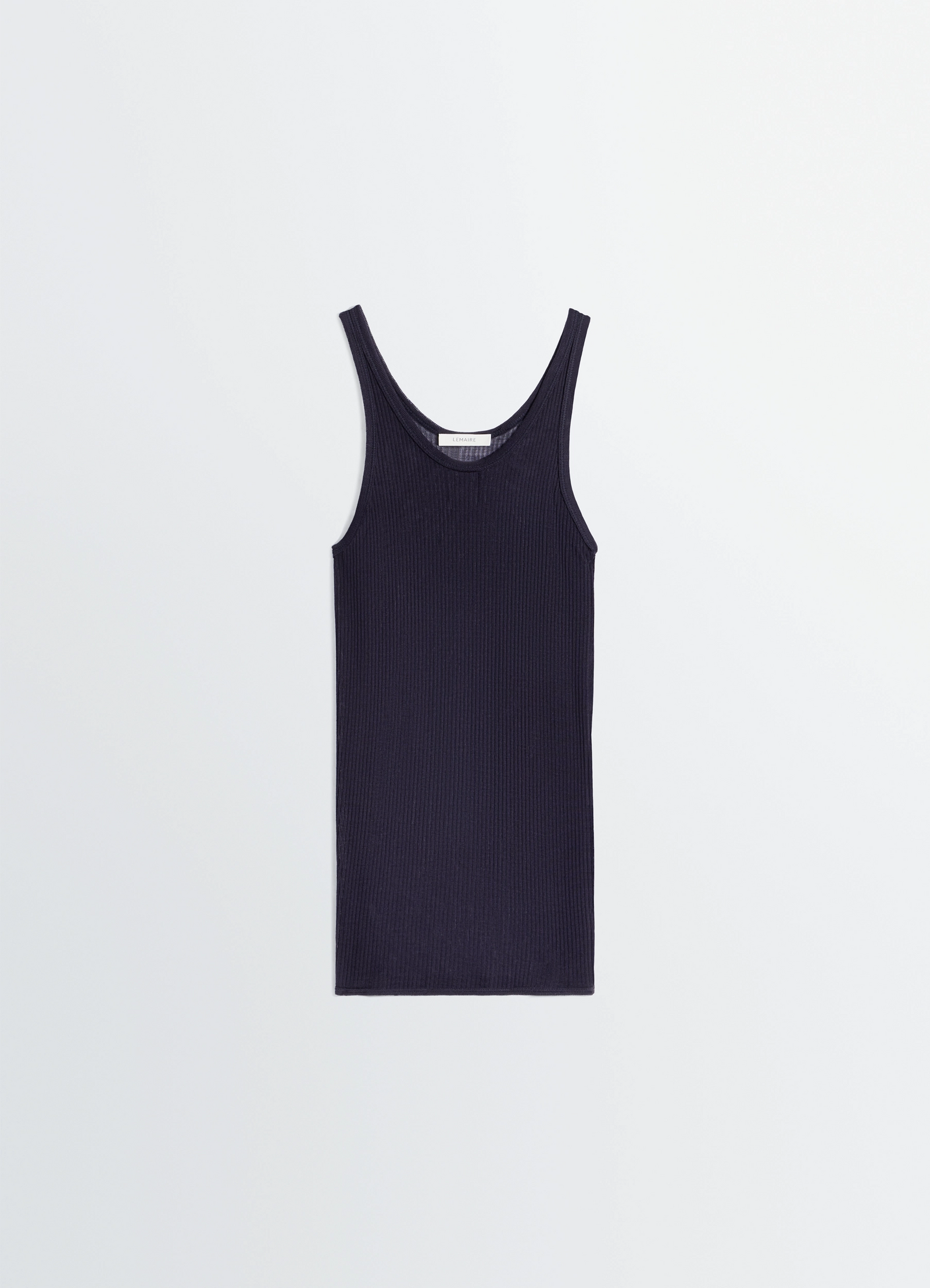 Seamless tank top in viscose silk, product shot, top view scoop neck